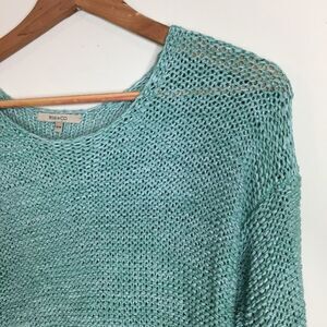 RW & Co Sz M Perforated Sweater Aqua